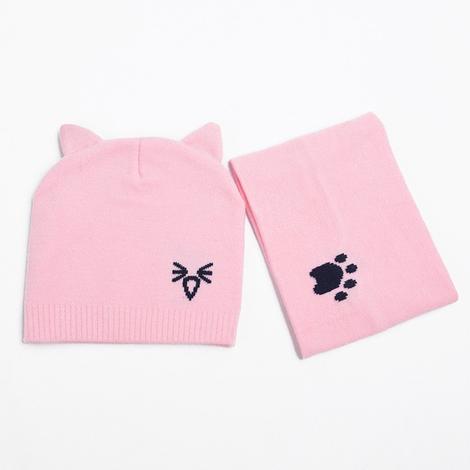 Conjunto Gorro y Bufanda Tejida para Bebé - Protección Invernal con Diseño Gato - Image 8
