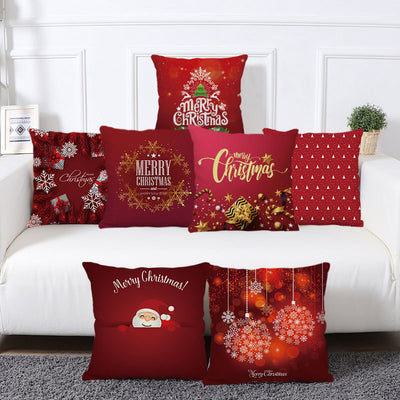 Funda de Almohada Navideña de Algodón y Lino con Estampado Infantil - Image 12