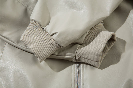 Chaqueta de Cuero PU Estilo Europeo Americano con Estampado Automotriz - Image 9