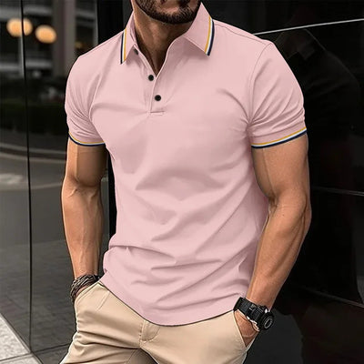 Polo Casual Holgado de Manga Corta Liso para Hombre - Image 28
