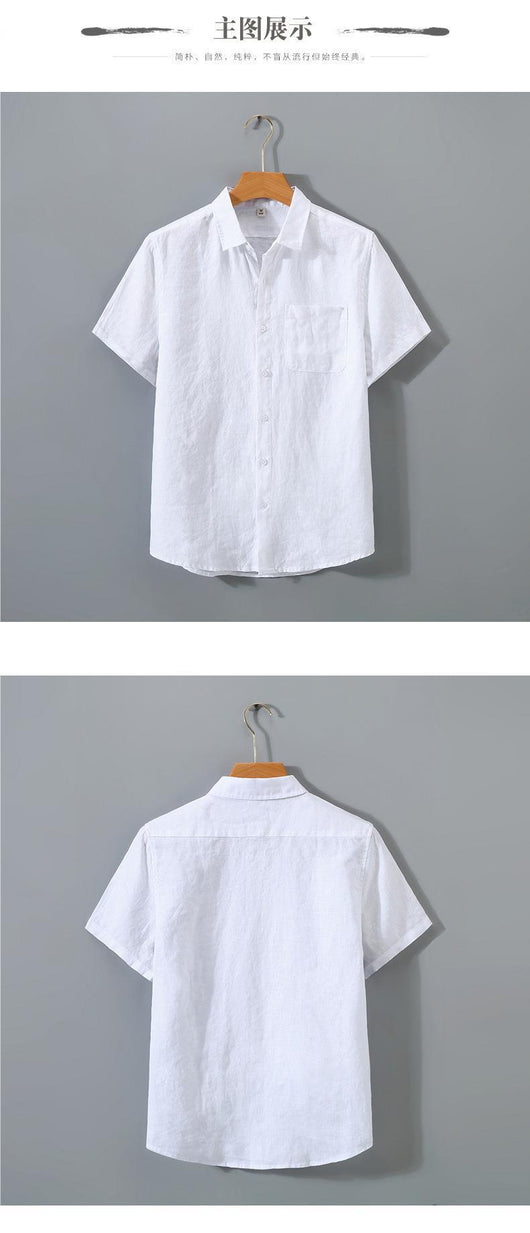 Camisa de Lino a Rayas Manga Corta - Image 28