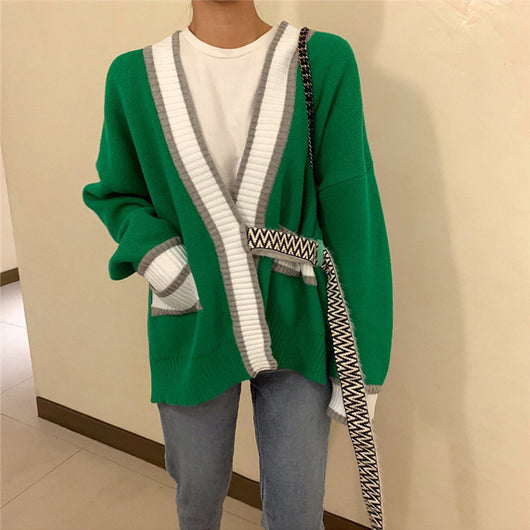 Cardigan Tejido Cuello V Estilo Retro Bosque - Image 7