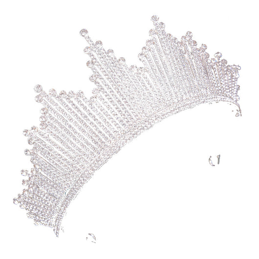 Sparkling silver rhinestone tiara with a regal design, perfect for birthdays, weddings, or special occasions. - Image 6
