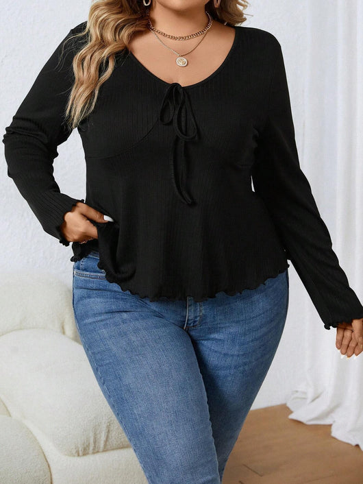 Blusa de Punto Escote V Casual con Cintura Definida - Image 10