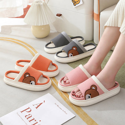 Pantuflas de Lino con Oso Adorable para Mujer - Cómodas, Antideslizantes y Transpirables - Image 5