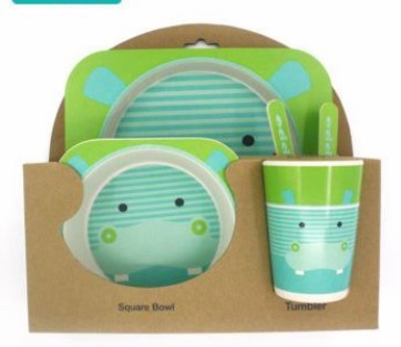 Juego de Vajilla Infantil 5 Piezas - Platos y Vasos de Fibra de Bambú Natural para Bebés - Image 14
