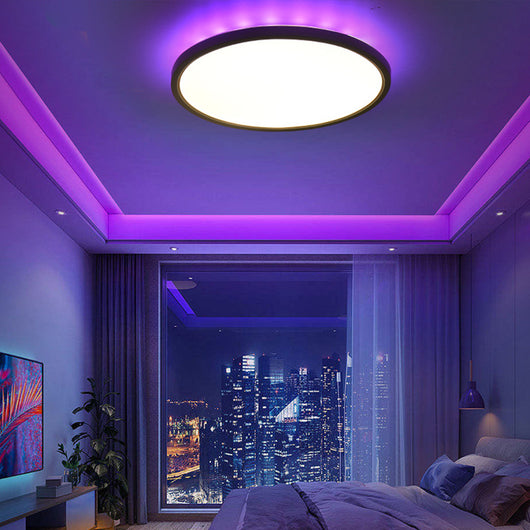 Plafón LED Dorado para Dormitorio 24W con Retroiluminación RGB Integrada - Image 9