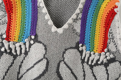 Blusa de Punto Escote V Rayas Arcoíris Jacquard - Image 11