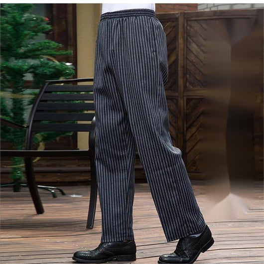 Pantalones Chef a Rayas con Cintura Elástica para Cocina y Comedor - Image 2