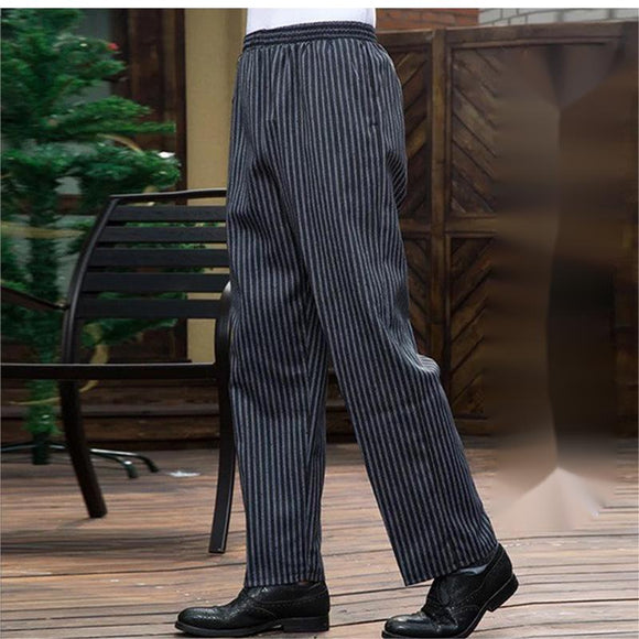 Pantalones Chef a Rayas con Cintura Elástica para Cocina y Comedor