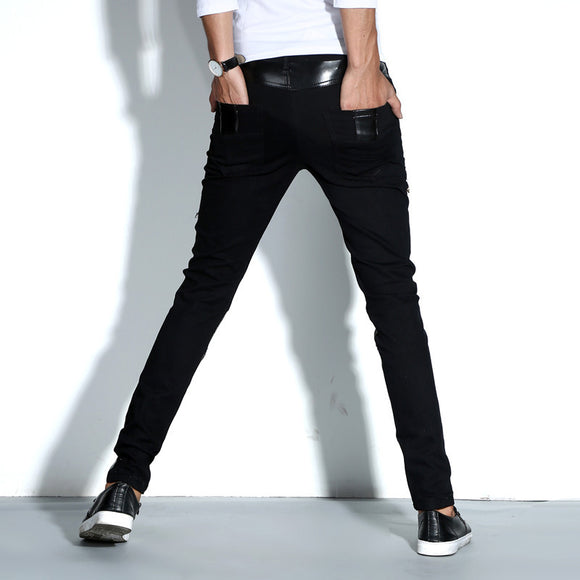 Pantalones de Cuero PU Ajustados Estilo Motociclista