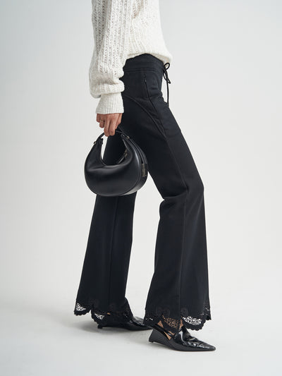 Pantalón Negro Cintura Alta con Cordón de Encaje para Mujer - Image 10