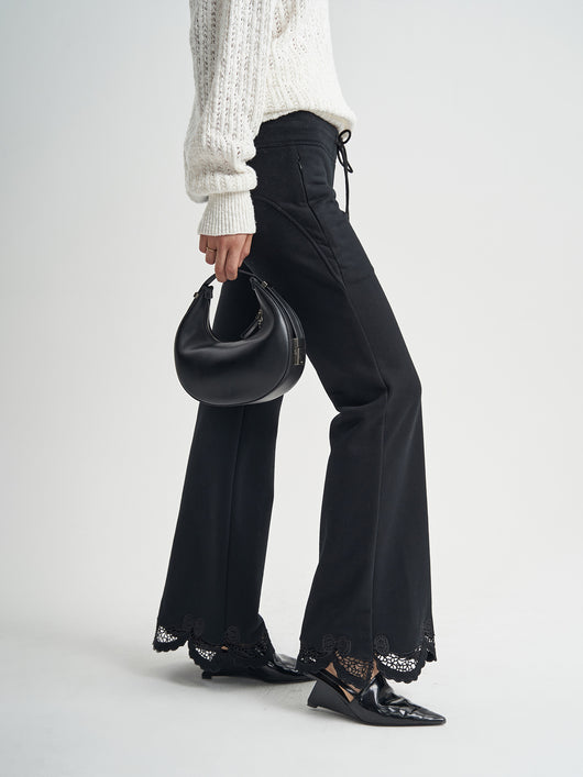 Pantalón Negro Cintura Alta con Cordón de Encaje para Mujer - Image 10