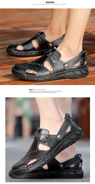 Sandalias Casuales de Cuero Genuino para Hombre - Estilo Versátil y Cómodo - Image 16