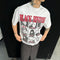 Camiseta Blanca Casual con Estampado Retrato Desgastado