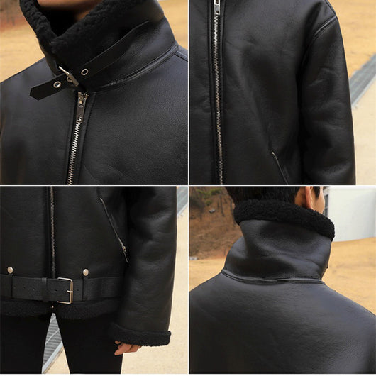 Chaqueta de Lana de Cordero Suelta Holgada para Hombre - Image 6