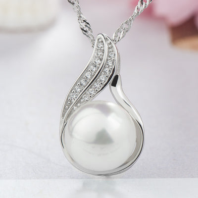 Colgante de Plata 925 Cisne con Perla y Diamante
