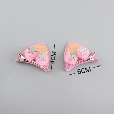 Set de 2 Clips Decorativos para Niñas - Flores Brillantes Arcoíris con Orejas de Gato y Conejo - Image 2