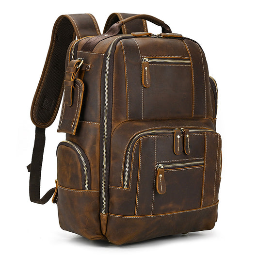 Mochila Retro de Cuero para Hombre - Bolsa Escolar de Gran Capacidad - Image 19