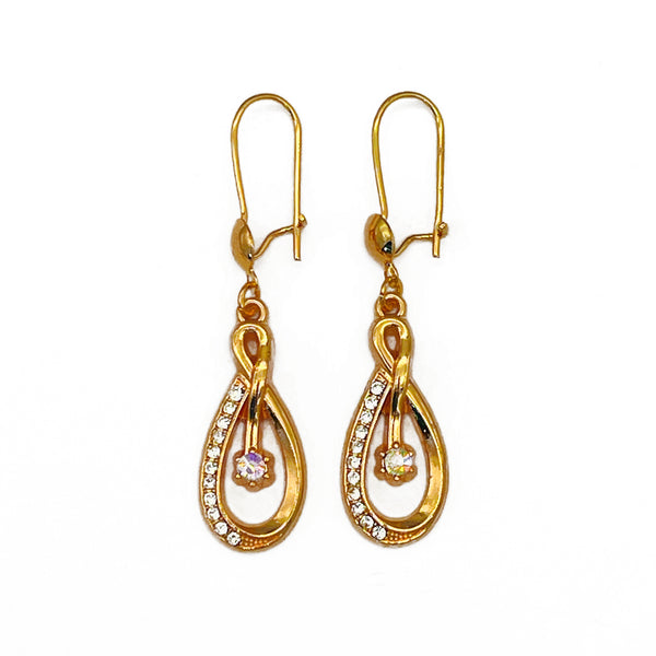 Aretes de Moda con Circonita Incrustada y Diamante Brillante Calado