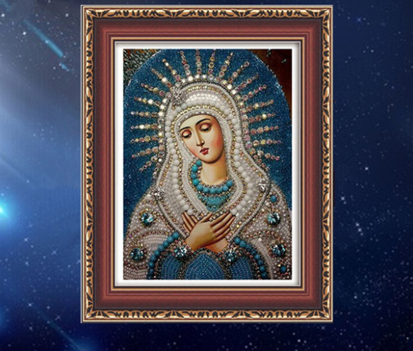 Cuadro de Diamantes 5D Virgen María - Arte Religioso Cristiano
