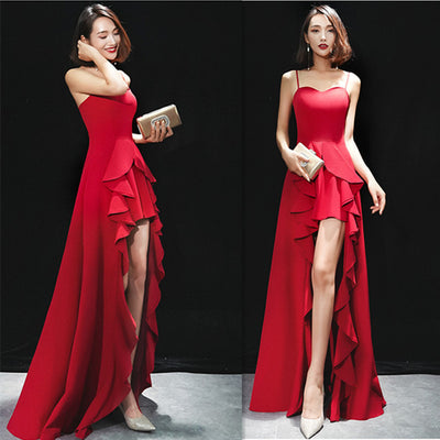 Vestido de Noche Rojo Ajustado con Tirante - Elegancia para Bodas y Eventos