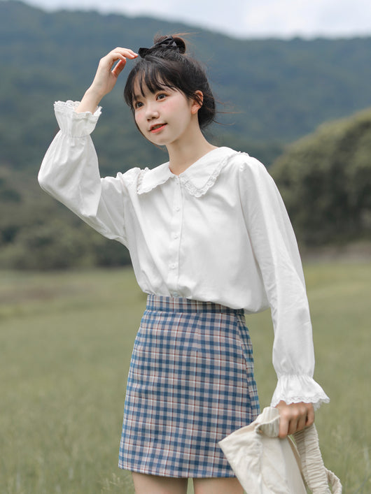 Blusa Blanca de Cuello Muñeca Diseño Exclusivo Primavera Otoño - Image 6