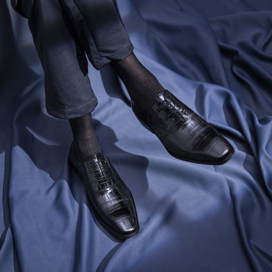 Zapatos Formales de Cuero Genuino Teñidos a Mano con Grabado en Relieve para Hombre - Image 2