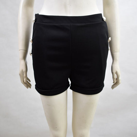 Shorts Decorativos de Color Sólido con Botones - Image 2