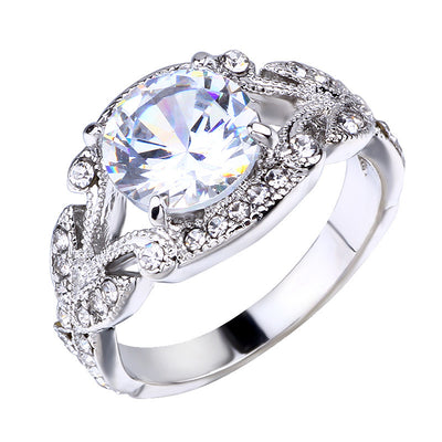 Anillo de Compromiso Diamante Hoja de Árbol Estilo Europeo Americano - Image 3