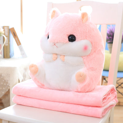Almohada Manta Multifuncional Hámster - Cojín Térmico 2 en 1 para Auto y Hogar