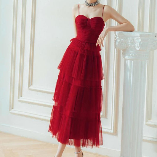 Vestido Largo Fluido Rojo Oscuro con Tirantes Cruzados - Image 13