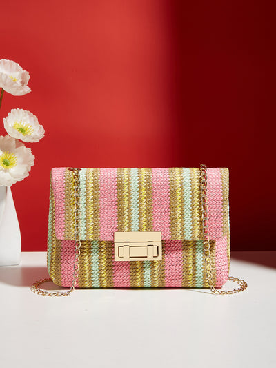 Bolsa Bandolera Cuadrada de Paja con Cierre de Candado - Image 18