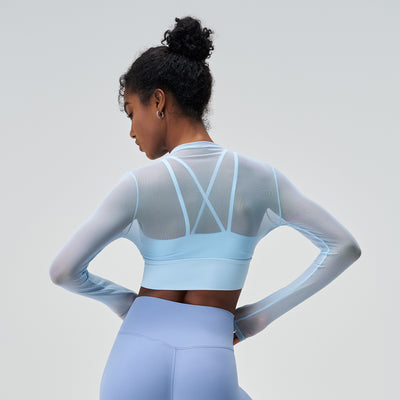 Playera Deportiva Reductora de Malla para Mujer - Manga Larga Transpirable de Secado Rápido - Image 4