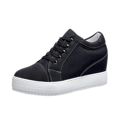 Zapatos Blancos Transpirables para Mujer con Aumento de Altura Interior y Plataforma de Lona - Image 7