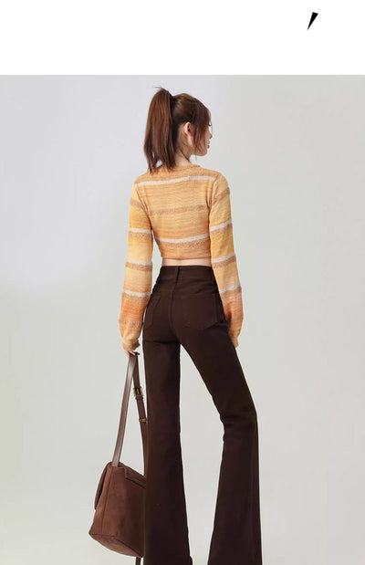 Pantalones Acampanados Talle Alto Moldeadores Marrón para Mujer Petite - Image 8