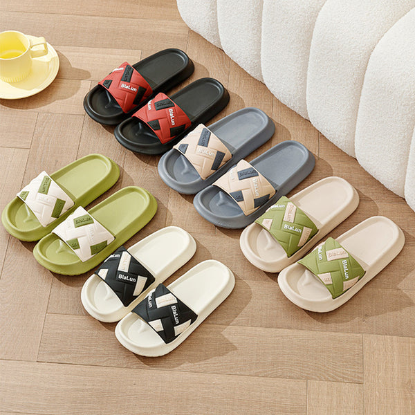 Pantuflas de Bloques de Color para Parejas - Cómodas Zapatillas de Casa con Suela Antideslizante