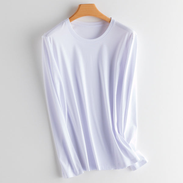 Camiseta Básica de Cuello Redondo Manga Larga Otoño