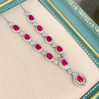 Collar de Plata 925 con Rubí Natural Engarzado