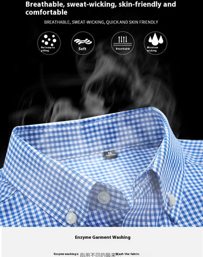 Camisa Casual de Algodón a Cuadros para Hombre - Manga Larga Transpirable Otoño - Image 16