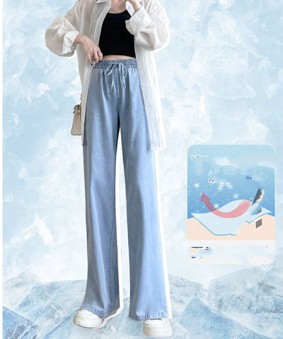 Pantalones Anchos de Cintura Alta en Seda de Hielo - Comodidad Total para el Verano - Image 8