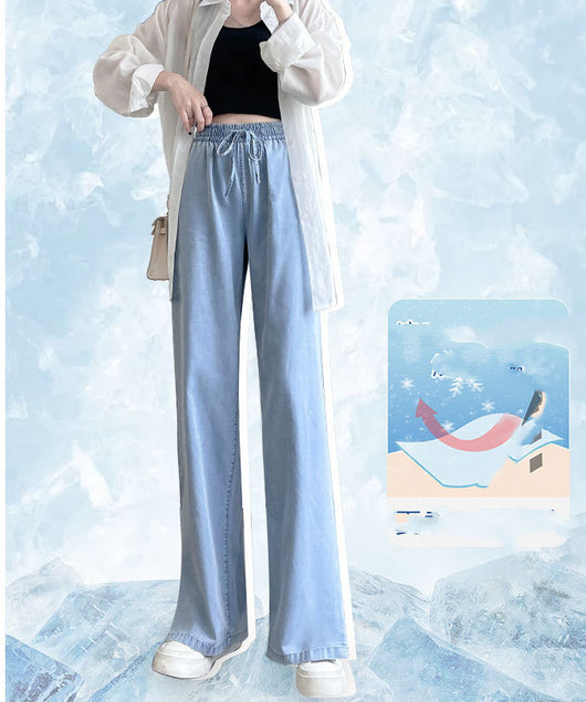 Pantalones Anchos de Cintura Alta en Seda de Hielo - Comodidad Total para el Verano - Image 8