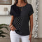 Blusa Estampada de Lunares para Mujer - Cuello Redondo y Manga Corta