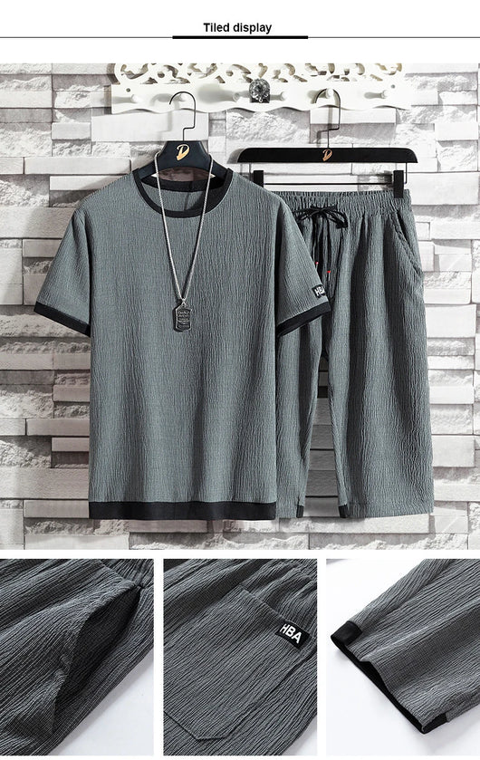 Conjunto de Camiseta Ice Silk para Hombre - Estilo Casual Holgado - Image 14