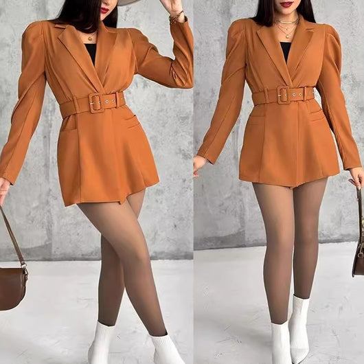 Jumpsuit Elegante con Mangas Princesa y Cinturón para Mujer
