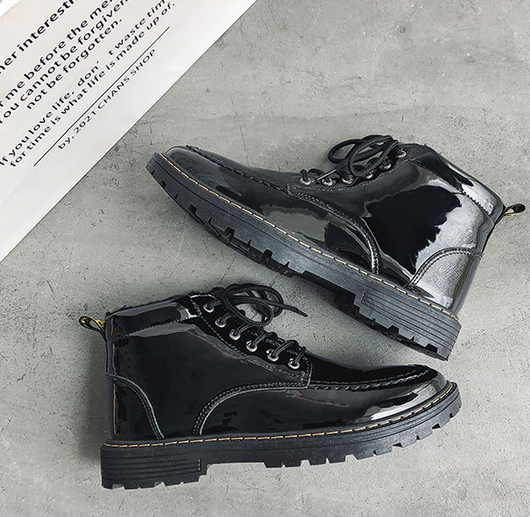 Botas Altas Brillantes de Moda Invernal con Detalles Tipo Militar - Image 3