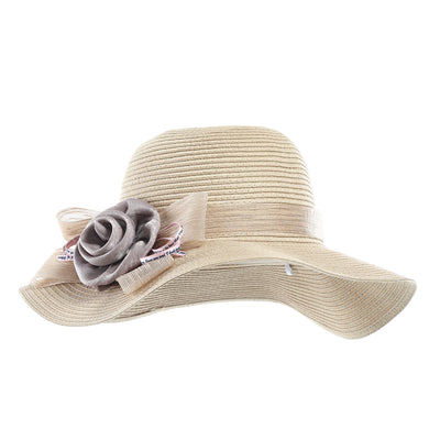 Sombrero de Paja Ala Ancha con Moño Floral Elegante - Image 9