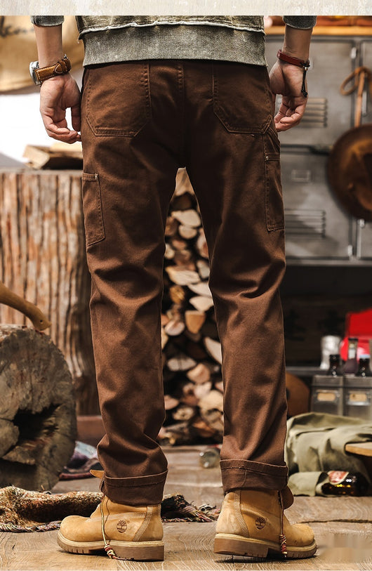 Pantalón Denim Recto Café Clásico para Uso Diario - Image 11