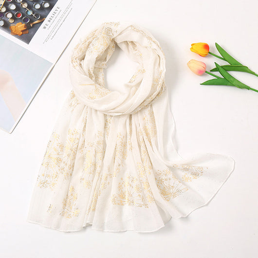 Pañuelo de Algodón Estampado Floral Vintage con Efecto Bronce - Image 11