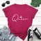 Playera Suelta Cuello Redondo Estampado Corona Queen